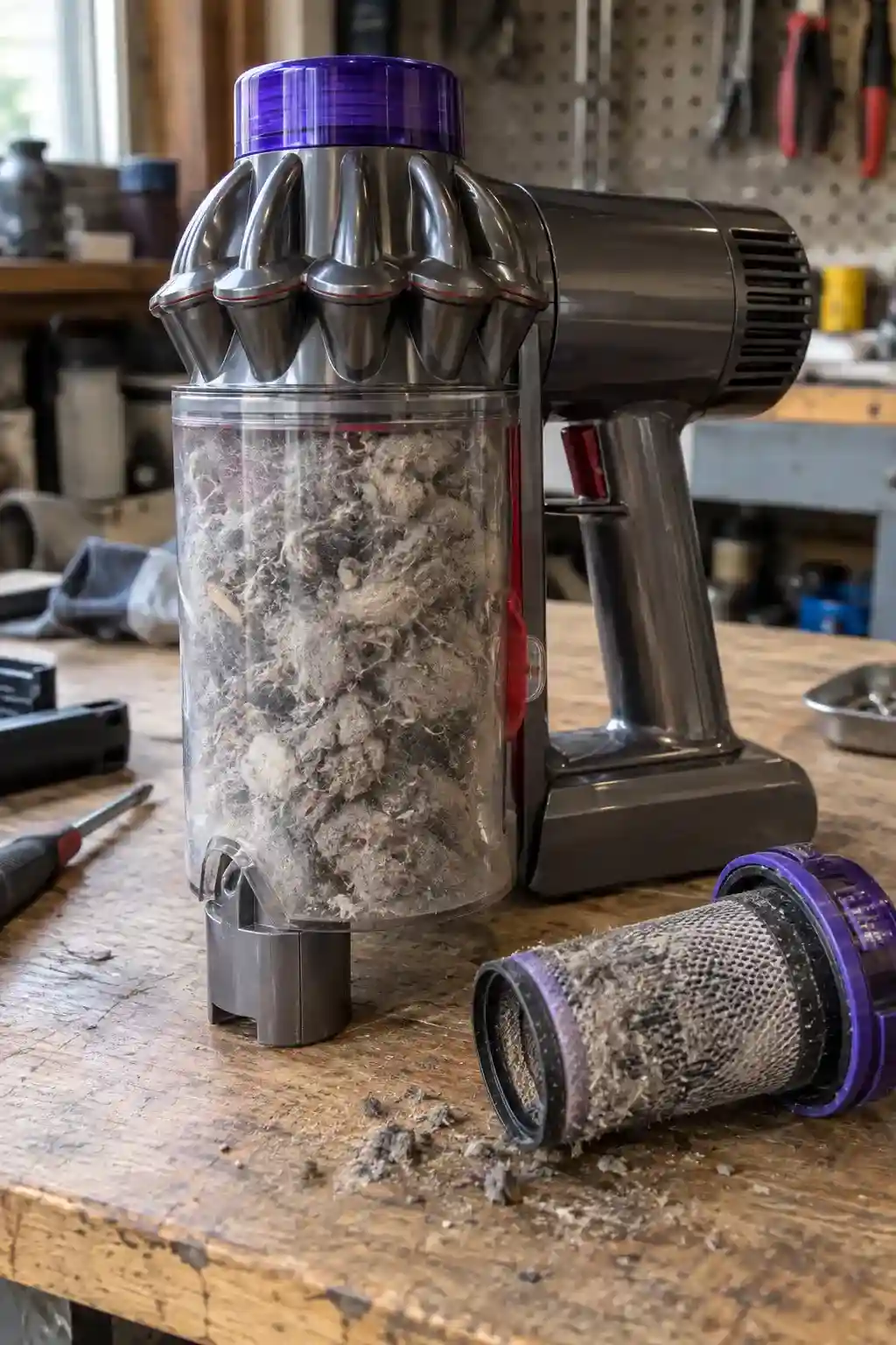 Пылесос Dyson забит пылью